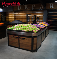 Opbergrek voor verse producten, groente-displayrek, professionele fruitrekken, metaal/hout, enkelzijdig, extra sterk