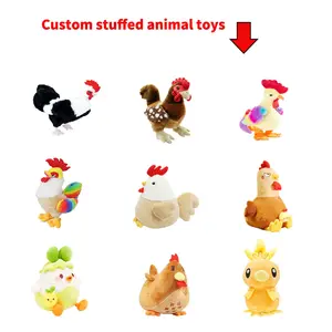 Custom Wholesale Soft Chook Pillows White Brown Hugging Chicken plush toy Stuffed Rooster Plush Toys for children.