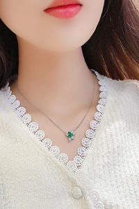 Venta directa de fábrica, collar con colgante de piedras preciosas de Esmeralda cultivadas en laboratorio, joyería de plata de ley <span class=keywords><strong>925</strong></span> <span class=keywords><strong>Sun</strong></span> para mujer - Product Image 5