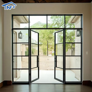 Puerta Batiente de Aluminio con Doble Vidrio Templado, Puerta Francesa con Arco de Vidrio <span class=keywords><strong>Exterior</strong></span> - Product Image 1