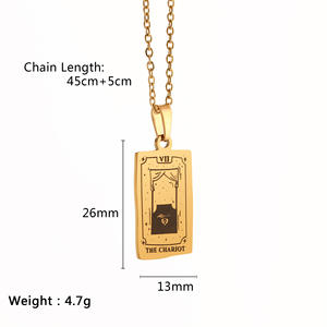 22 cartes <span class=keywords><strong>de</strong></span> tarot en acier inoxydable collier l'étoile lune soleil mort fou impératrice femmes tour <span class=keywords><strong>de</strong></span> cou chaîne bijoux cadeaux d'anniversaire en gros - Product Image 2