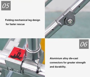 Camilla de transferencia de ambulancia soporte fijo Placa de aleación de aluminio desmontable mecánica tipo pierna plegable para pacientes de calidad hospitalaria - Product Image 5