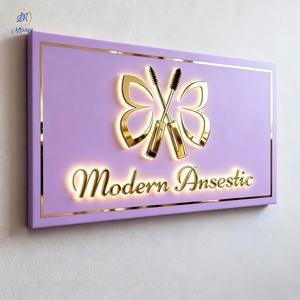 Lettres lumineuses en acrylique personnalisées, enseigne lumineuse 3D à LED avec <span class=keywords><strong>panneau</strong></span> arrière facilement déplaçable sans fil pour la décoration murale des bureaux d'entreprise - Product Image 5