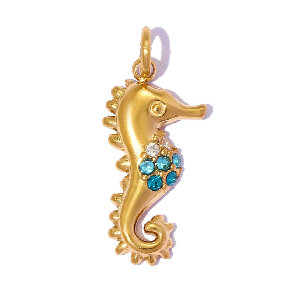 Fishbone Analysis Slide Seahorse Turtle Palm Tree DIY Stainless Steel Pendant Women's Dolphin ...