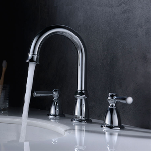 Stainless Steel Widespread 3 Hole 2-Handle <b>Hot</b> and <b>Cold</b> Water Mixer Basin Faucet - Product Image 6