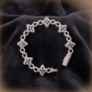 Bracelet à breloques florales en argent 925, jonc à maillons en moissanite, bijou ajustable, cadeau pour mariage et anniversaire - Product Image 3