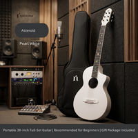Gitar Akustik Folk Komposit Karbon Natasha 38 Inch Senar Baja untuk Pemula Siswa dengan Inlay Tata Surya dan Peg Tuning Tombol Tertutup