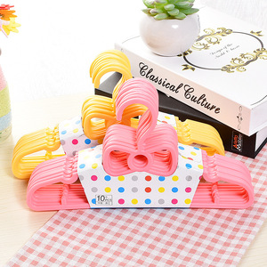 Perchas de plástico para ropa de niños, tipo gancho rectangular rosa y amarillo, organizador de ropa para el hogar, 10 Uds. - Product Image 1