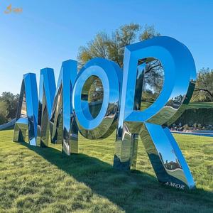 Personalizado al aire libre jardín decoración moderna grande 304/316 SS polaco letra estatua soporte gigante letra "<span class=keywords><strong>AMOR</strong></span>" escultura de acero inoxidable - Product Image 4