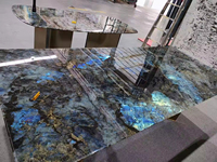 Table à manger en marbre Labradorite bleue Carreaux de table en marbre de haute qualité Dalle de marbre