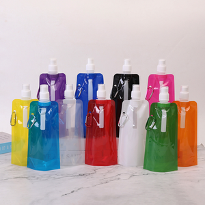 Customized Logo Outdoor 480ML Food-grade Drinking Water <b>Container</b> Bags Hiking No-leak Collapsible Water Bottles - Product Image 3