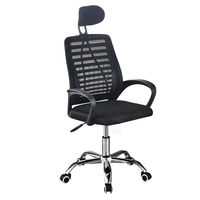Chaise de bureau ergonomique pivotante en maille avec dossier haut, accoudoirs chromés confortables et réglage en hauteur, idéale pour le bureau à domicile ou le dortoir