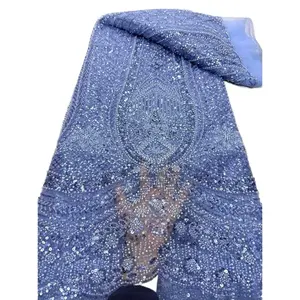 法国复古风格婚纱全珠饰亮片刺绣100% 涤纶蕾丝面料女童男童针织工艺 - Product Image 4