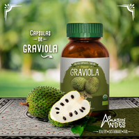 Cápsulas de Graviola o Guanábana Orgánicas, Polvo Verde Silvestre, Polifenoles 100% Puros, con Envase en Botella, de Perú