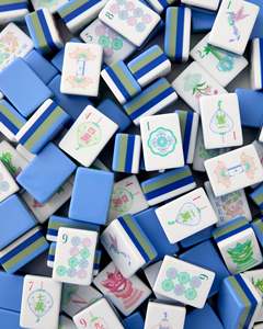 Tuiles de <span class=keywords><strong>mahjong</strong></span> américaines de luxe personnalisées en acrylique bleu, 160 cartes, 4 couches, pour jeu de <span class=keywords><strong>mahjong</strong></span> Moonlight, idéales pour offrir en cadeau - Product Image 6