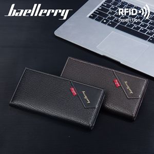 กระเป๋าสตางค์ยาวผู้ชาย Baellerry สีดำกาแฟ ป้องกัน RFID ช่องใส่บัตรหลายช่อง พับสองตอน หนังนิ่ม ใช้ได้ทุกวัน - Product Image 2