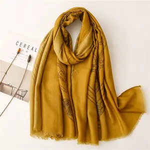 Небольшой минимальный заказ, грубые края, 100 полиэстер, Солнцезащитный оранжевый шарф для лета, Женский мусульманский хиджаб