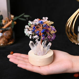Arbre en cristal d'énergie Spirit Crystal Craft en gros, base en bois, pointe de quartz clair, arbre en cristal de guérison avec lampe - Product Image 4