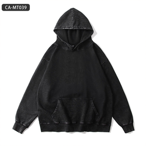 Sudadera con capucha lavada vintage de 350g de peso pesado de talla grande-Jersey de calle americano con hombros caídos y detalles desgastados - Product Image 6