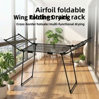Cedar Space Meilleures ventes transfrontalières Séchoir à linge et porte-serviettes multifonctionnel autoportant pliable en fer à double aile pour extérieur