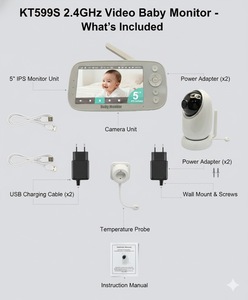 Monitor de Bebé Digital KT-599S OEM ODM de Fábrica, 2.4GHz FHSS, Pantalla LCD de 5 Pulgadas, Cámara de Seguridad con Visión Nocturna - Product Image 3