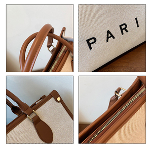 Toile brodée de haute qualité avec logo personnalisé Sac à main de luxe en coton pour femmes avec logo personnalisé - Product Image 3