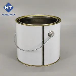 Empty Food Grade Round 4L Metal Tin Can With Lid And Handle