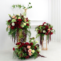 Bruinrode ivoorwitte roos groene hortensia bruidsboog zijden bloemen voor afstuderen bruinrode boog bloemen nieuw ontwerp