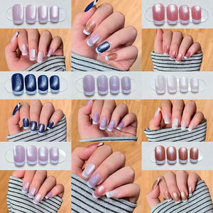 Faux ongles courts de luxe en gel souple, faits à la main, personnalisés, en gros, à presser, marque privée - Product Image 2