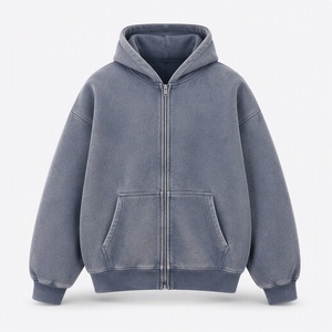 Sweat-shirt à capuche zippé surdimensionné pour homme, 355 GSM, qualité supérieure, poids lourd, 6 couleurs unies, style streetwear - Product Image 1