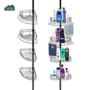 WEKIS - Estante de Ducha Telescópico Moderno de 4 Niveles, Expandible, de Acero Inoxidable, para Baño, Esquina, Duradero, para Uso en Hoteles y Exteriores - Product Image 2