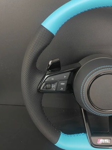 Volant personnalisé bleu et noir en cuir et fibre de <span class=keywords><strong>carbone</strong></span> pour Volkswagen Golf GTI R Line - Amélioration sportive - Product Image 5