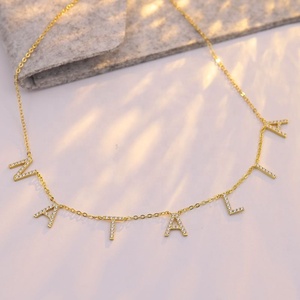 In argento Sterling 925 gioielli <span class=keywords><strong>con</strong></span> diamanti <span class=keywords><strong>collana</strong></span> del pendente iniziale numero personalizzato <span class=keywords><strong>collana</strong></span> <span class=keywords><strong>con</strong></span> completa zircone <span class=keywords><strong>targhetta</strong></span> collane del choker - Product Image 3