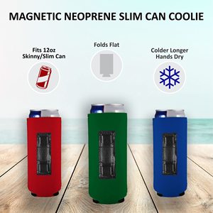 <b>Magnetic</b> Slim Can Cooler Sleeves Soda Can Covers Neoprene Drink Holder Insulator Sleeve Collapsible Can Coolers for Parties - Product Image 4