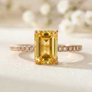 Anillos de Dedo Únicos de Diseño Personalizado en Plata de Ley 925 con Topacio Amarillo y Citrino Natural en Corte Pera, Anillo para Uso Diario - Product Image 2