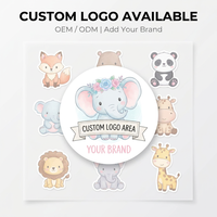Autocollants 3D UV DTF Premium, Série Animaux Mignons de Dessins Animés, Autocollants de Transfert Imperméables DIY pour Toutes Surfaces, Tasses, Ordinateurs Portables, Carnets