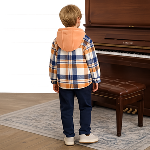 Veste personnalisée pour <span class=keywords><strong>garçon</strong></span> avec motif à carreaux, manteau pour <span class=keywords><strong>garçon</strong></span> avec chapeau, vêtements pour <span class=keywords><strong>garçon</strong></span> - Product Image 2