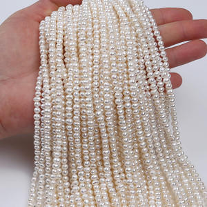 Perles d'eau douce naturelles blanches en gros de 4-5 mm, perles en vrac pour collier DIY, produits semi-finis avec perles d'eau douce perforées - Product Image 5