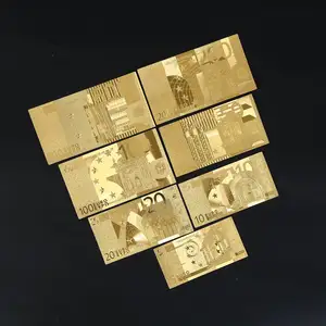 Банкнота золотого цвета Европейская для подарочной коллекции Евро 5 10 20 50 100 200 500 позолоченная фольга водонепроницаемые Долларовые купюры