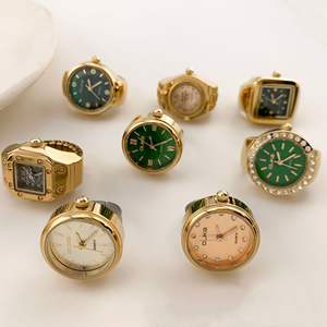 多用途レトロなクリエイティブパンクウォッチリングミニゴールドメッキ時計シンプルなファッションアクセサリー記念日をフィーチャーカップル向け - Product Image 1