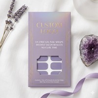 Venta al por mayor de envolturas de uñas de gel 3D sin UV, sin HEMA, calidad de salón, color lila pastel, marca privada, vegano, no tóxico, duración de 14 días