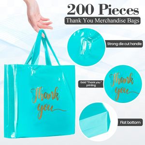 Thank You <b>Bags</b> 200 Pcs Plastic Opp <b>Bag</b> With Handle <b>Pink</b> Purple Blue <b>Hot</b> Stamping Retail Gift Packaging - Product Image 3