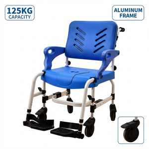 Silla de Inodoro Ligera de Aluminio con Ruedas, Silla de Baño Móvil para Ancianos, Discapacitados, Cuidado en el Hogar, Hospital y Enfermerí<span class=keywords><strong>a</strong></span> - Product Image 1