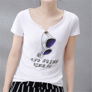 Las chicas Sexy apretado blanco manga corta T <span class=keywords><strong>camisa</strong></span> <span class=keywords><strong>mujer</strong></span> verano <span class=keywords><strong>Camisa</strong></span> de algodón T - Product Image 1