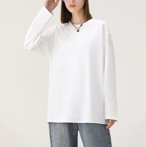 2025 nouveau blanc à manches longues 100% coton femmes chemises à manches longues impression personnalisée T-shirt à manches longues pour unisexe - Product Image 1