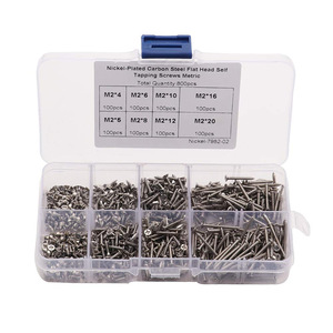Nickel Plated Carbon Steel Flat Head Self Tapping Screws Metric M2 800pcs Box Set For Metal - Product Image 1