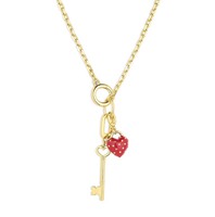 Collier Mini Clé Mon Cœur en Argent 925 et Or 18K pour Femme, Bijoux de Fiançailles Tendance Milskye