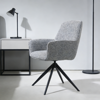 Chaise de salle à manger pivotante à 360°, structure en fer ergonomique, revêtement en velours français, accoudoirs bas, mobilier moderne et élégant pour la maison et les restaurants