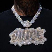 Collier Hip Hop pour Homme, Pendentif Personnalisé Lettre ou Chiffre, en Argent Sterling 925, Diamant Moissanite VVS, avec Initiale, Nom ou Logo