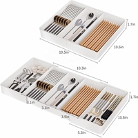 Tiroir à couverts en plastique extensible à plusieurs fentes Organisateur d'ustensiles de cuisine
